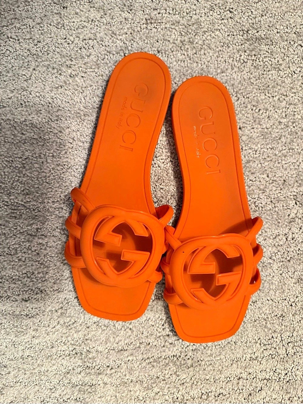 Gucci Interlocking G Rubber Slide Sandal Orange size 37